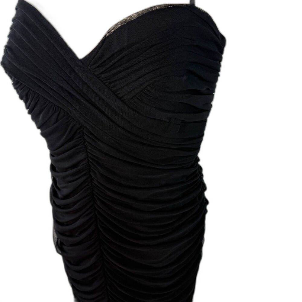 Tadashi Shoji | Black Ruched Bodycon Dress Mini Straps | Sz L